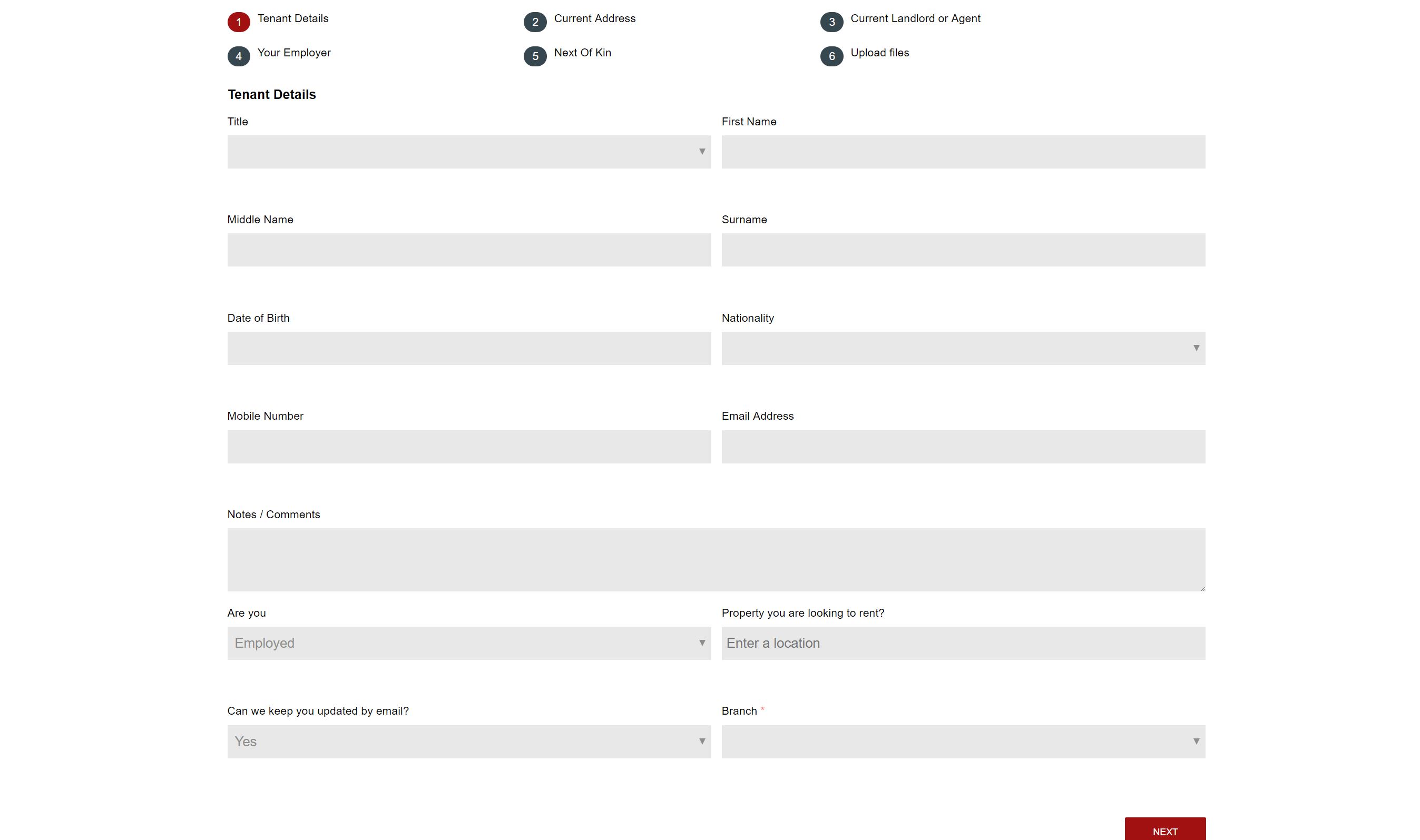 Online Tenancy Application